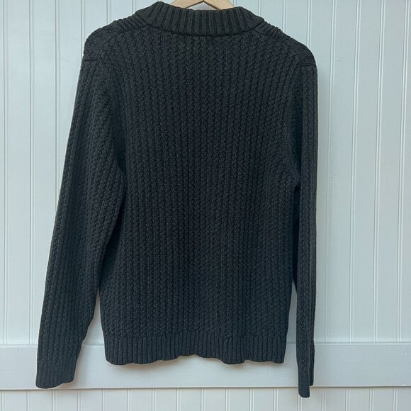 Eddie Bauer Gray Knit Long Sleeve Pullover Sweater 100% Cotton Winter Buttons - Picture 3 of 8